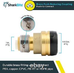 1-1/2 Inch X 1 Inch Reducing Coupling, Push to Connect Brass Plumbing Fitting, P