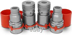 1/2 Skid Steer Flat Face Hydraulic Quick Connect Couplers/Couplings Set WithDust