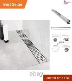 48-Inch Premium Stainless Steel Linear Shower Drain Quadrato Pattern Grate