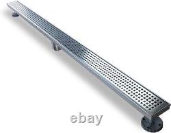 48-Inch Premium Stainless Steel Linear Shower Drain Quadrato Pattern Grate