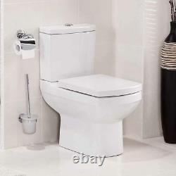600mm Square Compact Short Projection Close Coupled Toilet Cistern Wrapover seat