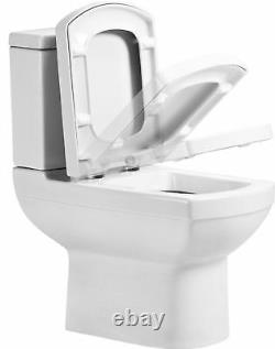 600mm Square Compact Short Projection Close Coupled Toilet Cistern Wrapover seat