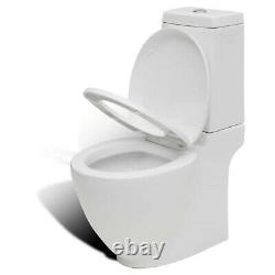 Bathroom Ceramic Toilet Soft Close Seat WC Coupled Pan Cistern White