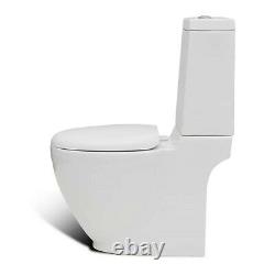 Bathroom Ceramic Toilet Soft Close Seat WC Coupled Pan Cistern White