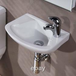 Bathroom Suite Basin Sink Close Coupled Toilet wc pan 360 1 2 tap Hole Cloakroom