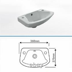 Bathroom Suite Basin Sink Close Coupled Toilet wc pan 360 1 2 tap Hole Cloakroom