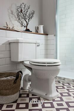 Burlington Close Coupled Toilet Pan, White, P5, Traditional Style