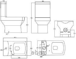 Close Coupled Bathroom Toilet Modern White Square Ceramic Soft Close Seat WC NDT