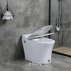 Close Coupled Bathroom Toilet Modern White Square Ceramic Soft Close Seat WC Pan