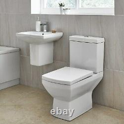 Close Coupled Toilet & 460mm Semi-Pedestal Basin 1 Tap Hole Bathroom Suite Loo