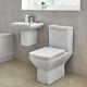 Close Coupled Toilet & 460mm Semi-pedestal Basin 1 Tap Hole Bathroom Suite Loo