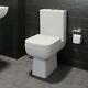 Close Coupled Toilet Bathroom Wc Modern White Square Ceramic Soft Close Seat Pan
