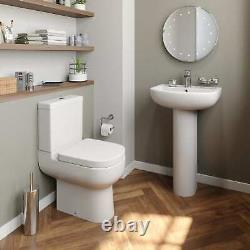 Close Coupled Toilet Ceramic Short Projection Pan Cistern Soft Close Seat WC