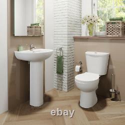 Close Coupled Toilet Ceramic Toilet WC Bathroom Pan Cistern & Soft Close Seat