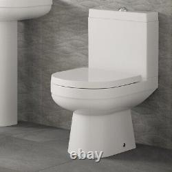 Close Coupled Toilet & Seat Dual Flush Cistern White Ceramic Bathroom WC Modern