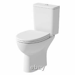 Close Coupled Toilet WC Dual Flush Soft Close Seat Bathroom White Ceramic Modern