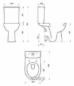 Close Coupled Toilet WC Dual Flush Soft Close Seat Bathroom White Ceramic Modern
