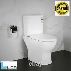 Close Coupled Toilet WC Power Flush D Shape White Back To Wall Water Saving WC