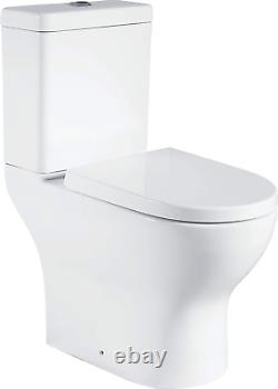 Close Coupled Toilet WC White Ceramic Soft Closing Seat Modern Back to Wall