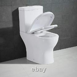 Close Coupled Toilet WC White Ceramic Soft Closing Seat Modern Back to Wall