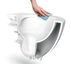 Deluxe Round Rimless close coupled open Back Toilet Pan WC Soft Close Seat