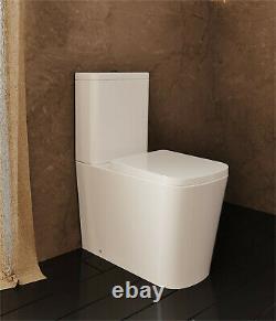 Close Coupled Rimless Flush Square Toilet Fully Back to Wall with FREE Seat 