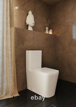 JADE Square Close Coupled Rimless WC Toilet Pan Back to wall wrap over soft seat