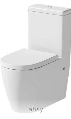 Modern Bathroom Round Pan Ceramic Soft Close Seat WC Close Coupled White Toilet