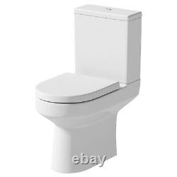 Modern Bathroom Toilet Close Coupled WC Soft Close Seat Cistern Pan Curved White
