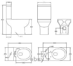 Modern Bathroom Toilet Close Coupled WC Soft Close Seat Cistern Pan Curved White