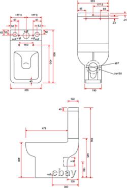 Modern Close Coupled Toilet Square White Ceramic (PAN ONLY)