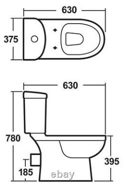 Modern Compact Round Short Projection Toilet WC Close Coupled Soft Close Seat