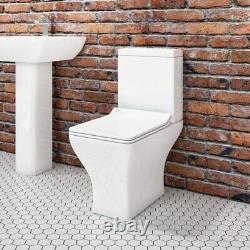 Modern Compact Square Short Projection Toilet WC Close Coupled slim Soft Seat