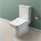 Modern Milan Square Close Coupled Toilet Pan Wc Cistern Open Back Slim Soft Seat