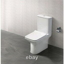 Modern Milan square Close Coupled Toilet pan wc cistern open back Slim Soft seat