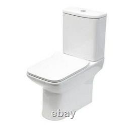 Modern Milan square Close Coupled Toilet pan wc cistern open back Slim Soft seat