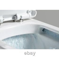 Modern Rimless Back to wall square Close Coupled WC pan Soft Close Wrap Seat