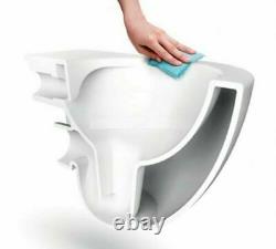 Modern Rimless Back to wall square Close Coupled WC pan Soft Close Wrap Seat