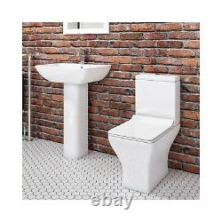 Modern Toilet & Basin 2 Piece Suite Close Coupled Full Pedestal Sink Bathroom