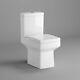 Modern White Ceramic Square Toilet Close Coupled Bathroom Pan & Seat Wc P Trap