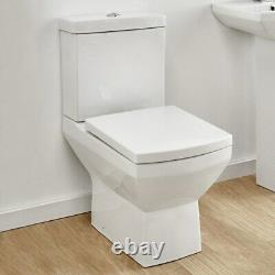 Modern square Close Coupled Toilet wc pan Soft Close wrap over Seat open back