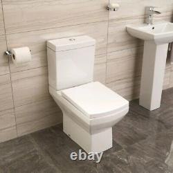 Modern square Close Coupled Toilet wc pan Soft Close wrap over Seat open back