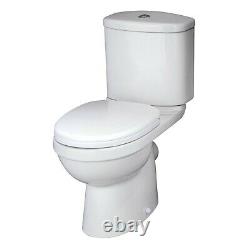 Nuie NCS250 Ivo MModern Ceramic Coupled Toilet and Soft Close Seat, White, Se