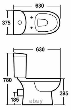 Nuie NCS250 Ivo MModern Ceramic Coupled Toilet and Soft Close Seat, White, Se