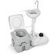 Portable Wash Sink Camping Hand Basin Stand With 5.3 Gallon 17 L Flush Toilet