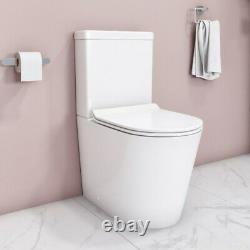 Rimless Back to wall Round Close Coupled toilet WC pan slim Soft Close Seat
