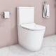 Rimless Back To Wall Round Close Coupled Toilet Wc Pan Slim Soft Close Seat