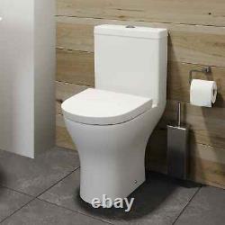Round Compact Open Back close coupled Toilet pan WC Wrap Over Soft Seat cistern