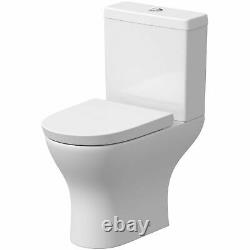 Round Compact Open Back close coupled Toilet pan WC Wrap Over Soft Seat cistern