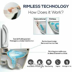 Round Rimless Close Coupled Toilet Free Soft Closing Seat Antibacterial Design